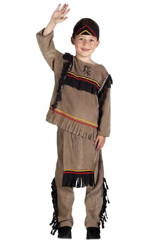 Boys Red Indian Native American Wild Western Book Day Fancy Dress Costume