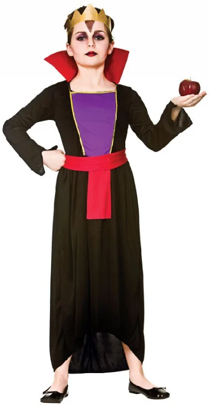 Girls Fairytale Villain Halloween Wicked Queen Fancy Dress Costume
