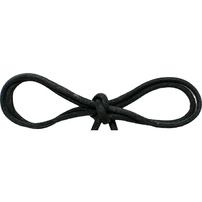 Waxed Cotton Thin Round 1/8" Dress Laces - Black (2 Pair Pack) Shoelaces
