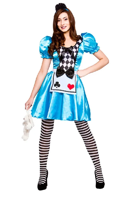 Ladies Alice Wonderland Fairy Tale World Book Day Fancy Dress Costume