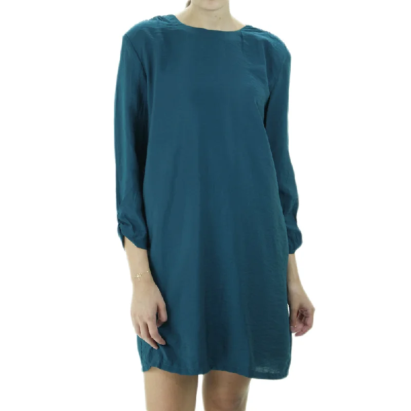 Women's 3/4 Sleeve Plain Mini Dress,Dark Green Fashionable Party Mini Dress