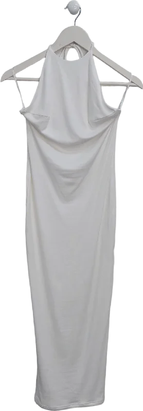 Bayse White Nakia Midi Dress UK S Comfortable Short Sleeve Midi Dress