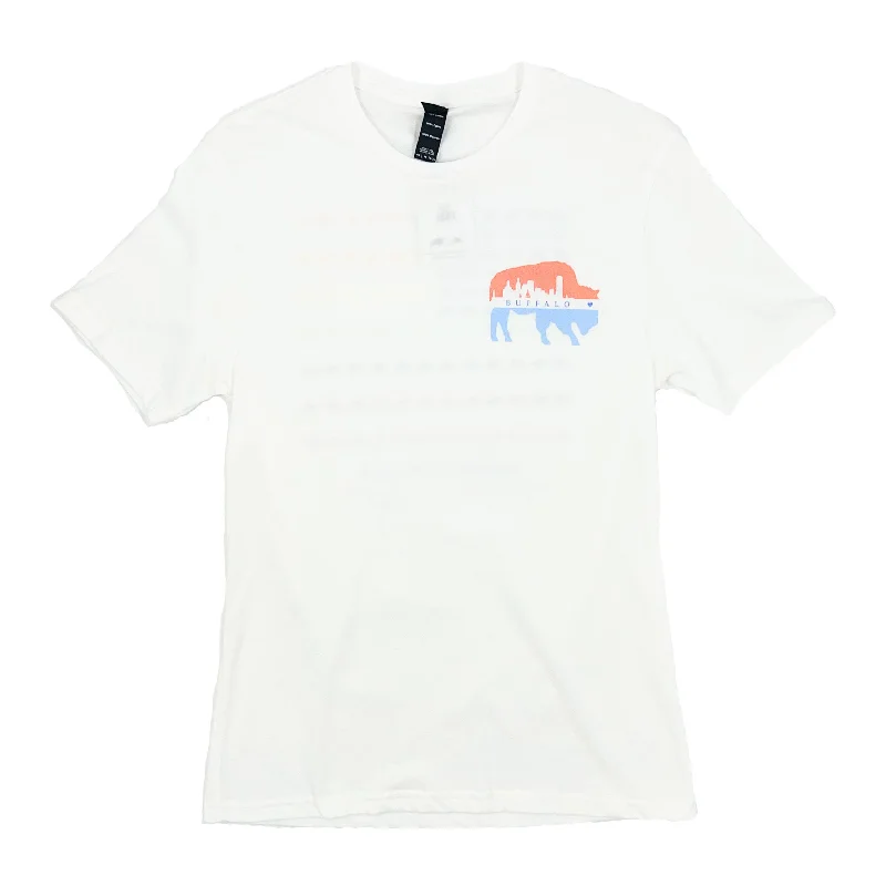 Buffalo With Pastel Rainbow White Short Sleeve Shirt Relaxed Short Sleeve Tee