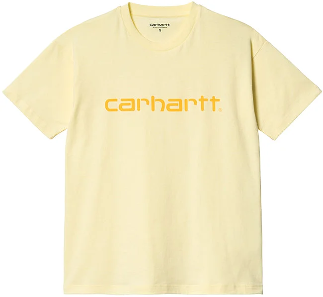 Carhartt WIP Womens Script T Shirt Soft Yellow Popsicle Stylish Crew Neck Shirt