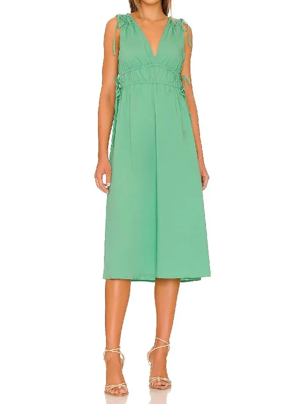 Constantine Midi Dress in Kelly Green Cozy Spaghetti Strap Midi Dress