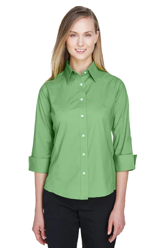 Devon & Jones Womens Perfect Fit 3/4 Sleeve Button Down Shirt - Lime Green - Closeout Soft Silk Short Sleeve