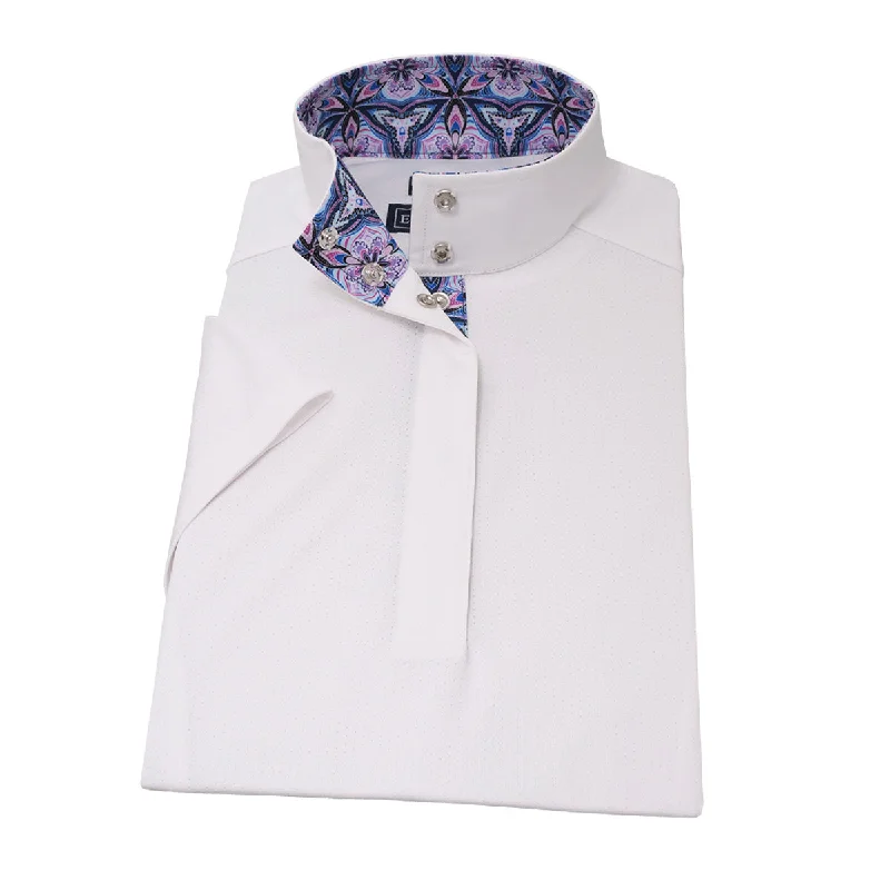 Essex Classics Ladies "Kaleidoscope" Talent Yarn Straight Collar Short Sleeve Show Shirt Fashionable Short Sleeve Vest