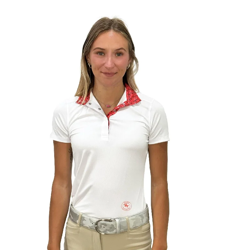 Essex Classics Ladies "Roosters" Talent Yarn Straight Collar Short Sleeve Show Shirt Comfortable Stretch Short Shirt