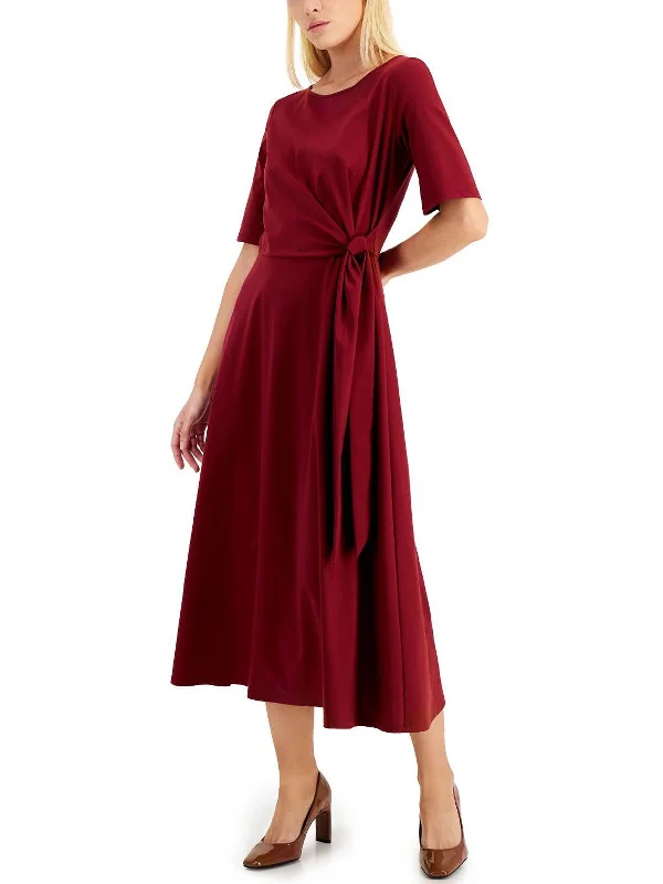 Geranio Womens Jersey Tie-Waist Midi Dress Stylish Button-Up Midi Dress