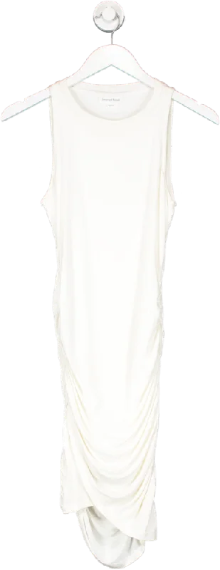 Lovers and Friends White Ruched Midi Dress UK XS Fashionable Skater Midi Dress