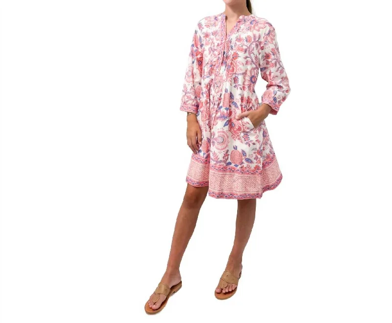 Maye Mini Dress In Floral White/coral/periwinkle Elegant Floral-Print Mini Dress