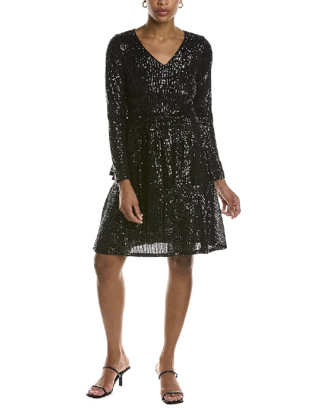 Nanette Lepore Sequined Midi Dress Trendy Ruffled Sleeve Midi Dress