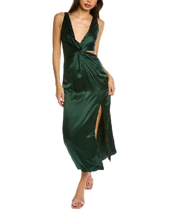 Nicholas Josephine Silk Midi Dress Trendy Flared Sleeve Midi Dress