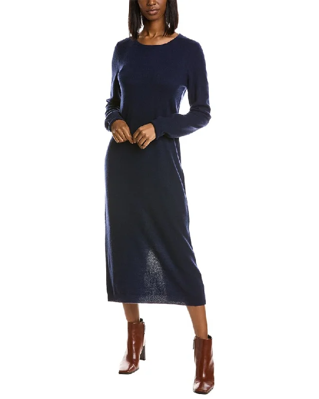 philosophy Bateau Neck Cashmere Midi Dress Comfortable Button Front Midi Dress