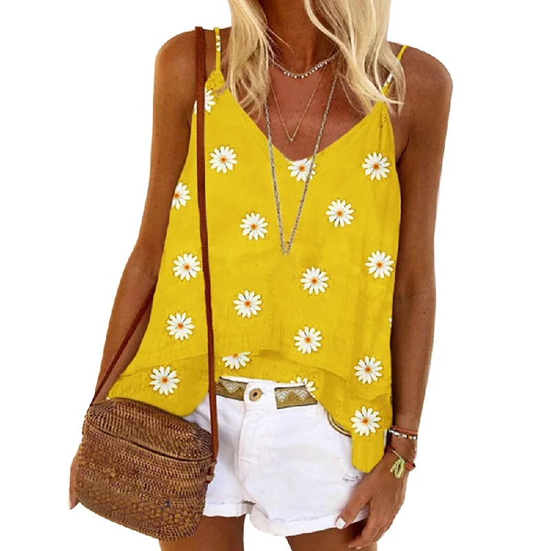 Printed Cotton Shirt Sleeveless Stylish Crew Neck Shirt