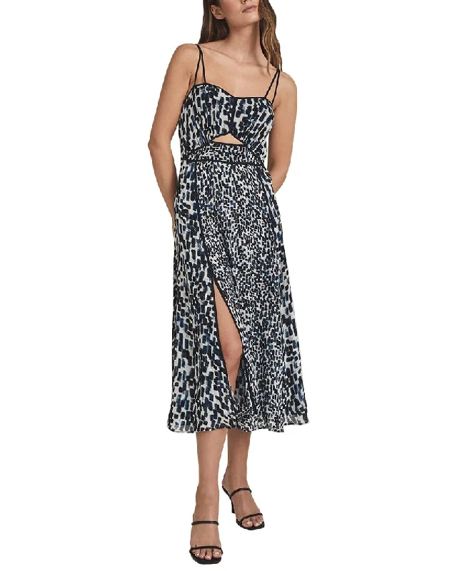 Reiss Nerishort Printed Strappy Midi Dress Comfortable Denim Midi Dress