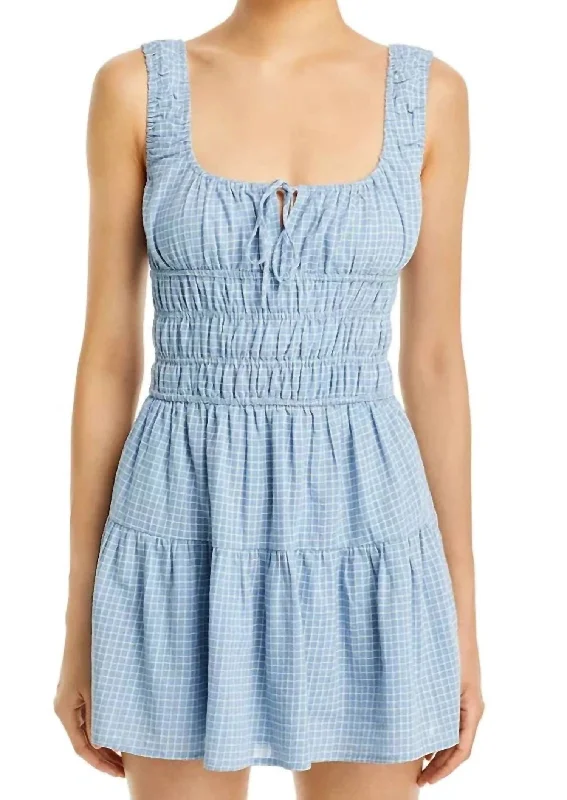 Salt Mini Dress In Chambray Elegant Mini Dress with Ruffles