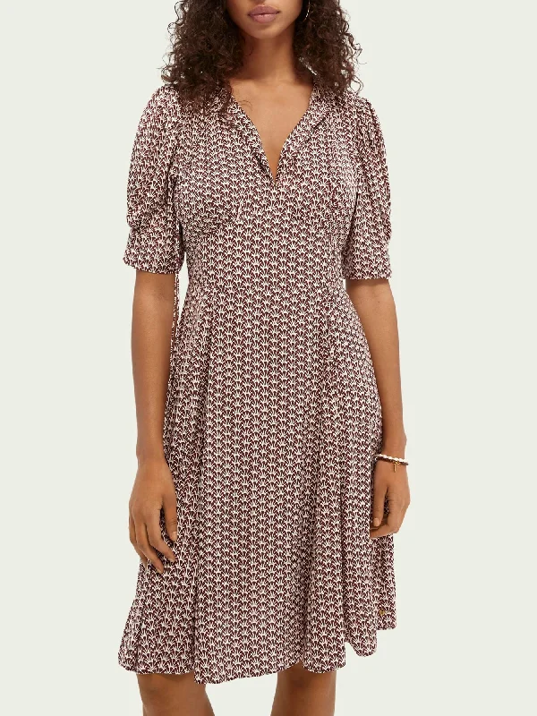 Scotch & Soda V-neck Midi Dress Comfortable Stretch Midi Dress