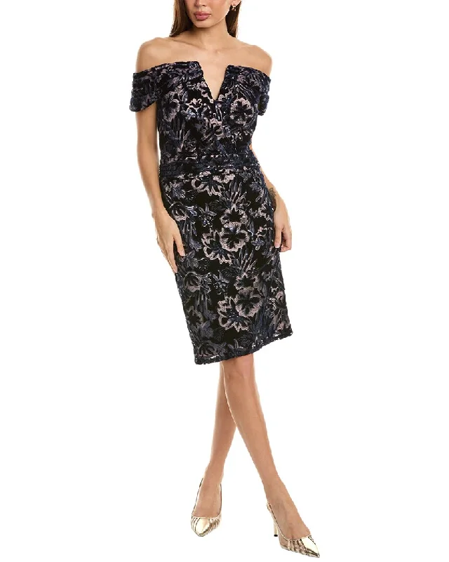 Tadashi Shoji Printed Mini Dress Elegant Mini Dress with Ruffles