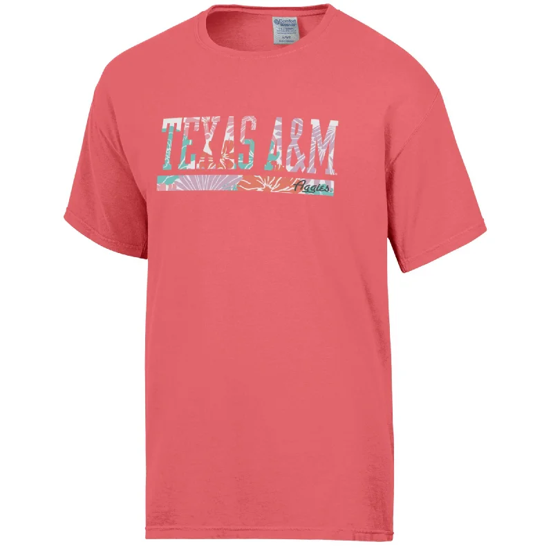 Texas A&M Tropical Coral Comfortwash Shirt Chic Silk Short Sleeve Shirt