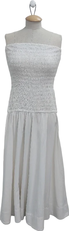 Topshop White Strapless Shirring Midi Dress UK 10 Fashionable A-Line Midi Dress