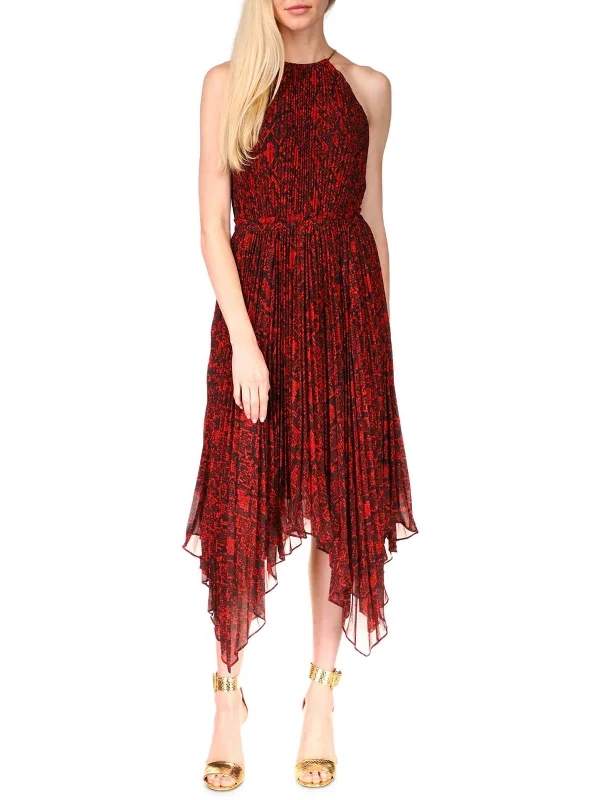 Womens Chiffon Python Midi Dress Fashionable Sheer Sleeve Midi Dress