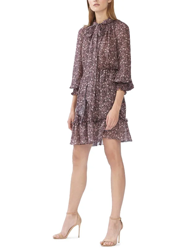 Womens Floral Knee Midi Dress Cozy A-Line Midi Dress