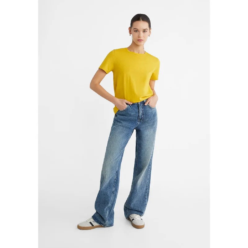 Mustard Basic Tshirt Casual Ruffle Short Shirt