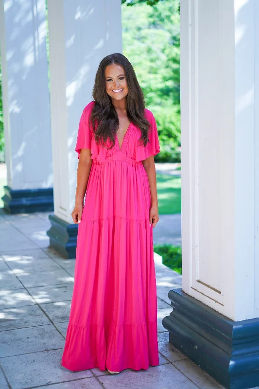 Anna Maxi Dress - Fuchsia - FINAL SALE Stylish Empire Waist Maxi Dress