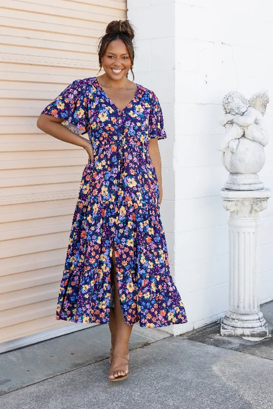 Bonnie Maxi Dress in Posie Comfortable Maxi Dress with Sleeves