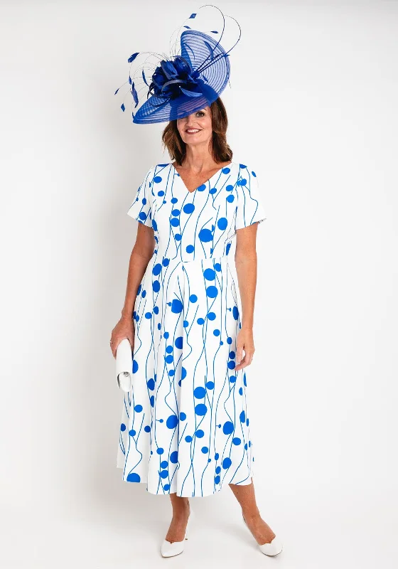 Cassandra Agatha Dual Print A-line Maxi Dress, Blue & White Comfortable Flowy Maxi Dress