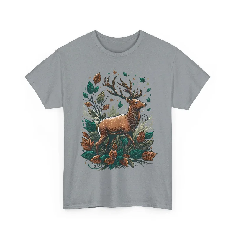 Deer Fall Autumn T-Shirt Embroidered Appliqued Beaded