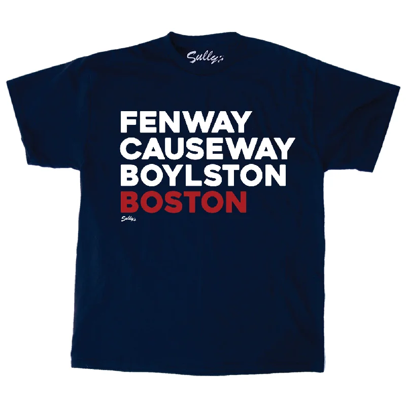 Fenway Causeway Boylston Boston - Baseball - T-Shirt Denim Fabric Leather Fabric Suede Fabric