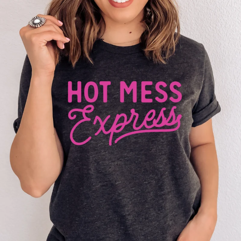 Hot Mess Express T-shirt Graphic T-Shirt Round Neck Polyester