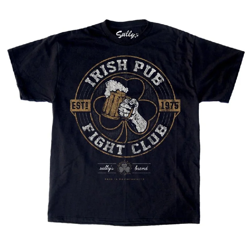 Irish Pub Fight Club - Black T-Shirt Welt Pockets Slit Pockets Flap Pockets