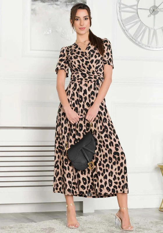 Jolie Moi Quaya A Line Maxi Dress, Leopard Fashionable Chiffon Maxi Dress