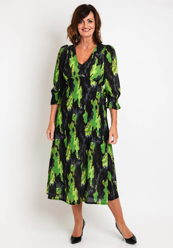 Kate & Pippa Streasa Print Maxi Dress, Black & Green Chic Summer Floral Maxi Dress