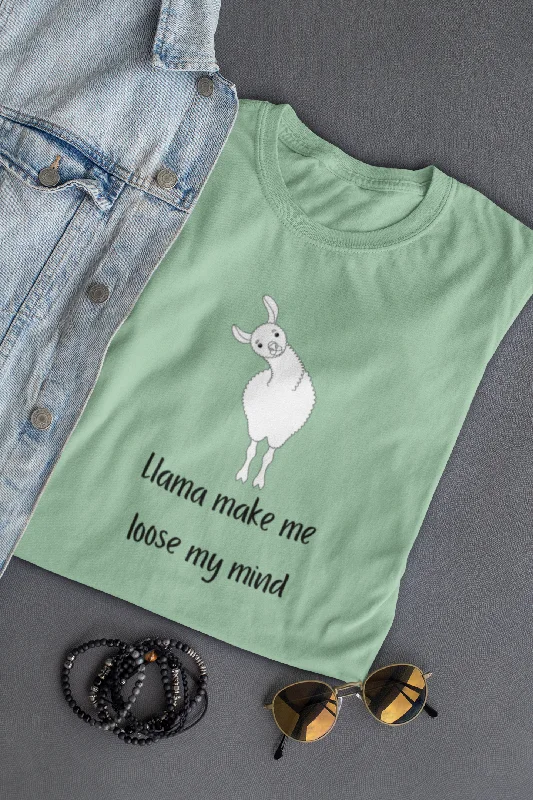 Llama make me loose my mind -  Unisex Tee Mesh Blend Leather Blend Suede Blend