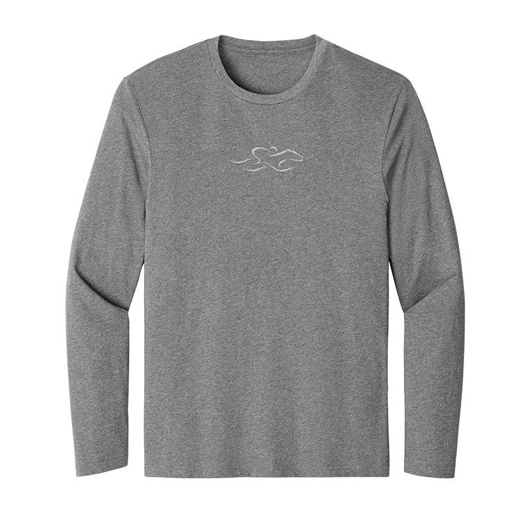 Long Sleeve Cotton Tee - Heathered Steel Terry Blend Velvet Blend Canvas Blend