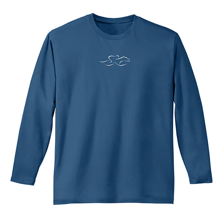 Long Sleeve Cotton Tee - Maritime Blue Fashionable Trendy Casual