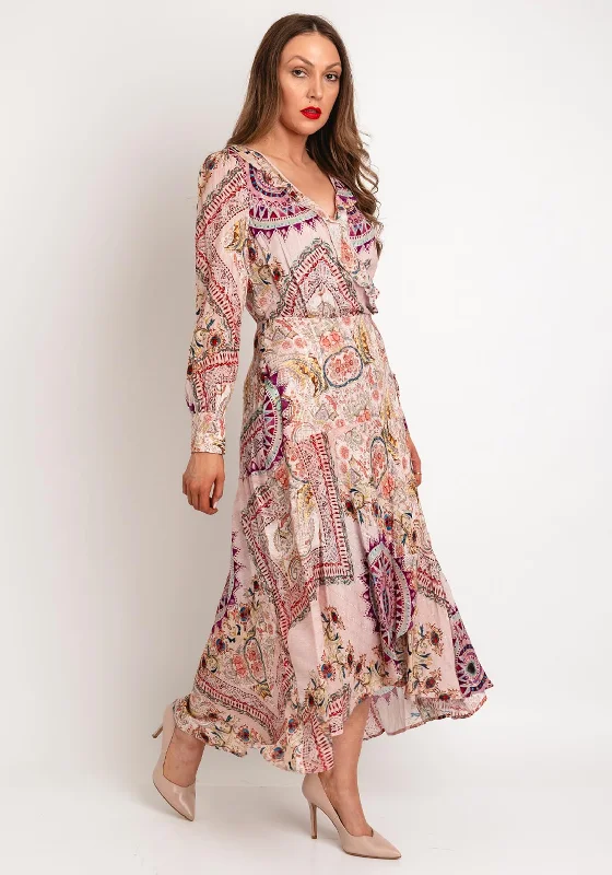 Guess Monique Metallic Shimmer Maxi Dress, Blush Classic Solid Maxi Dress