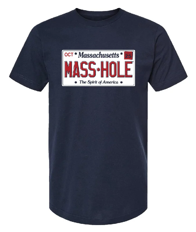 Masshole® - License Plate T-Shirt Solid Print Embellished