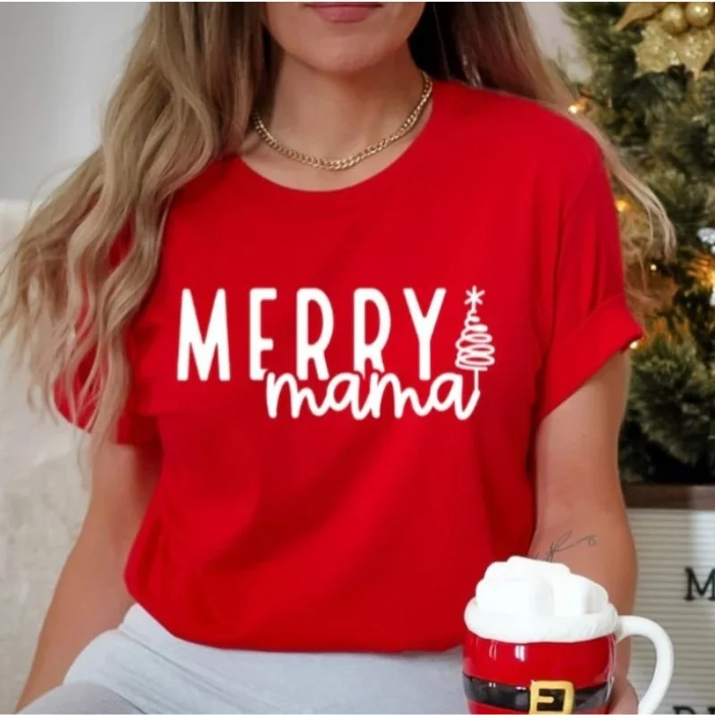 Merry Mama T-shirt Terry Blend Velvet Blend Canvas Blend