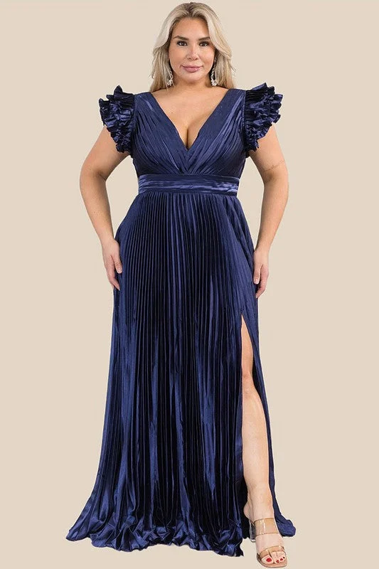 Stunning Elegance Curvy Pleated Maxi Dress Cozy Spaghetti Strap Maxi Dress