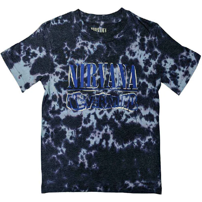 Nirvana | Official Band T-shirt | Nevermind Wavy Logo (Dip-Dye) Collared T-Shirt Boat Neck A-Line