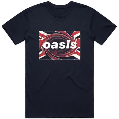 Oasis | Official Band T-Shirt | Union Jack Asymmetrical Pockets Print