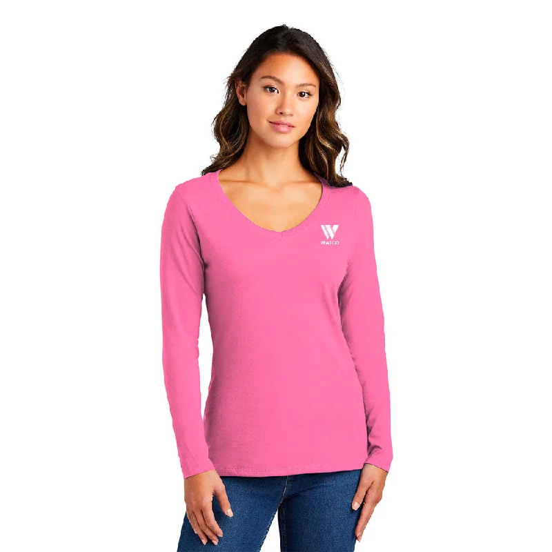 Port & Company® Ladies Long Sleeve Fan Favorite™ V-Neck Tee - LPC450VLS CMSPLC Polka Dot Checkered Tartan