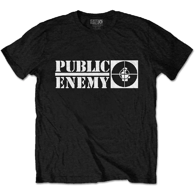 Public Enemy | Official Band T-shirt | Crosshairs Logo Striped Floral Plaid