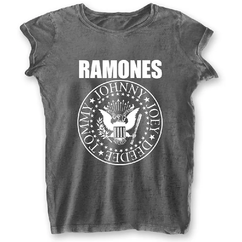 Ramones Ladies T-Shirt: Presidential Seal (Burn Out) Satin Fabric Silk Fabric Chiffon Fabric