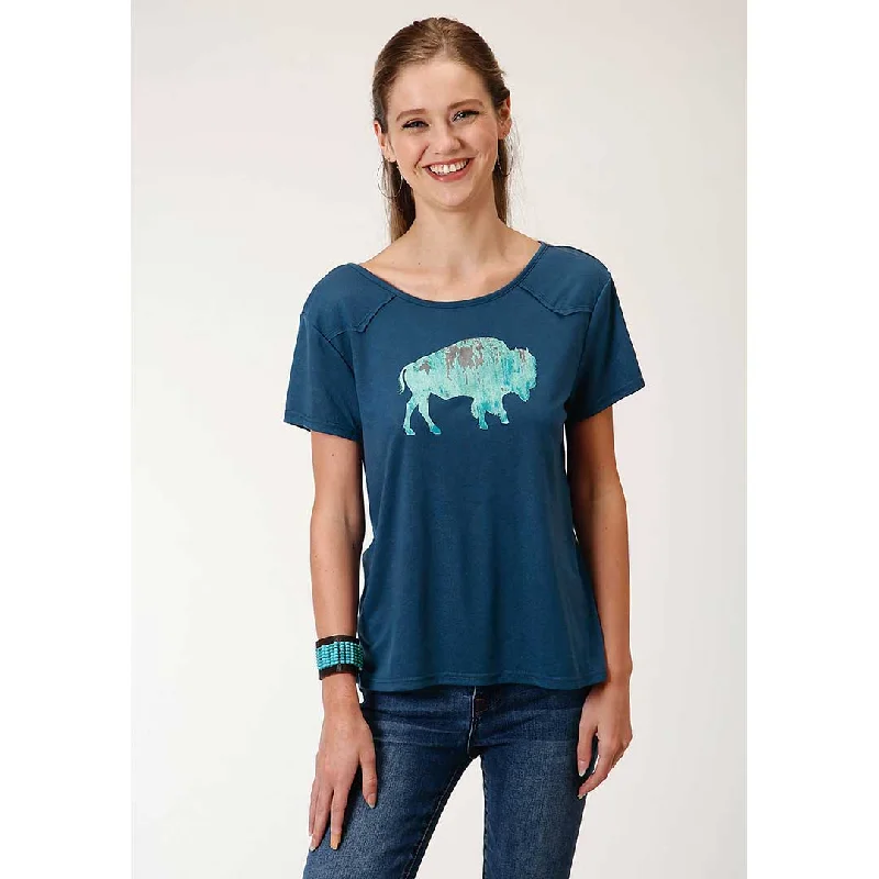 Roper Women's Patina Buffalo Graphic T-shirt Oversized T-Shirt Spandex breathable